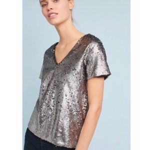 Vanessa Virginia Sequin Top Anthropologie S